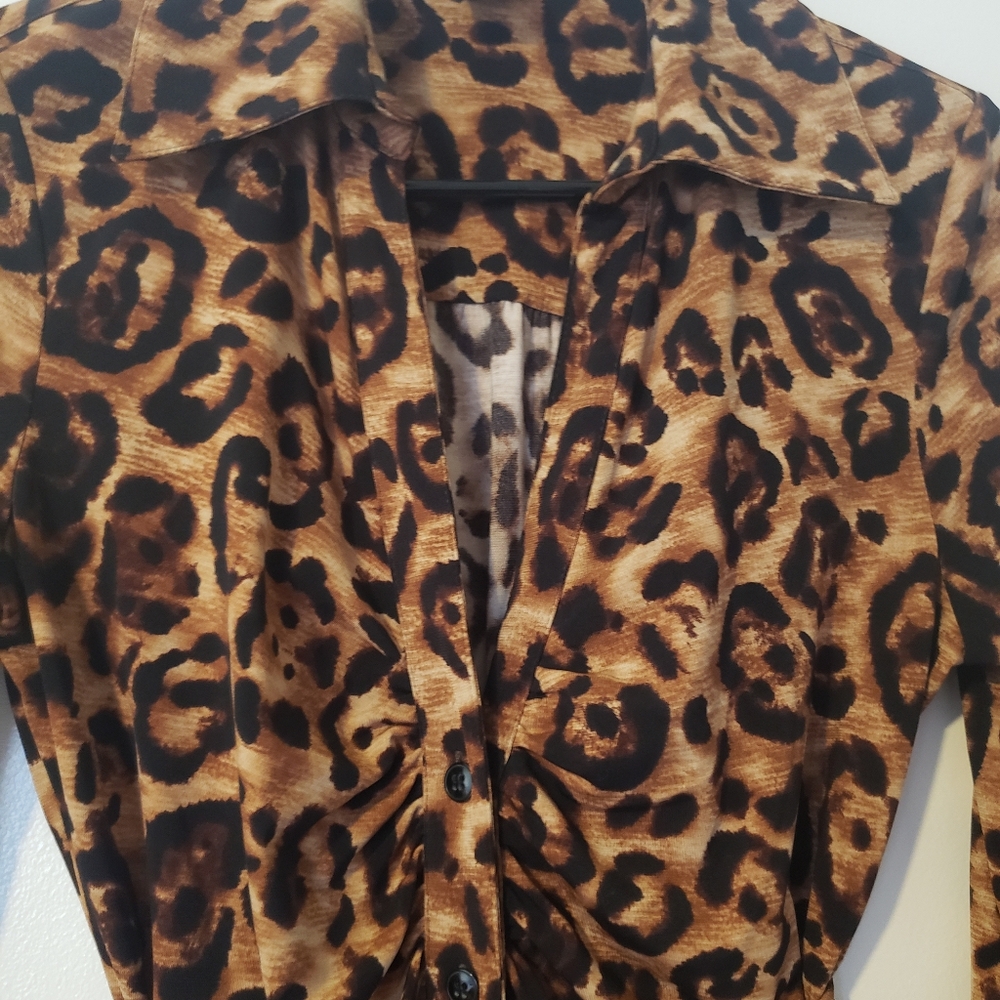 INC International Concepts Leopard Print Midi Shirt Dress size S - Picture 6 of 14
